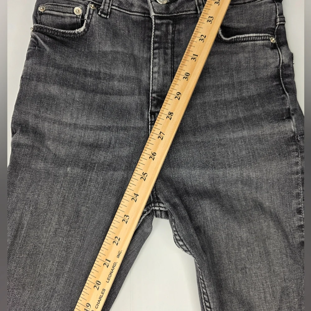 Zara The High Waist Skinny In Midnight Black Jeans Size 2 Raw Hem 1311-BV